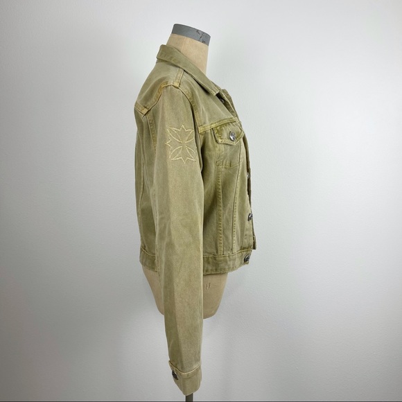 Sledge Jean Jacket Olive Green Distressed Vintage Y2K - Picture 4 of 8